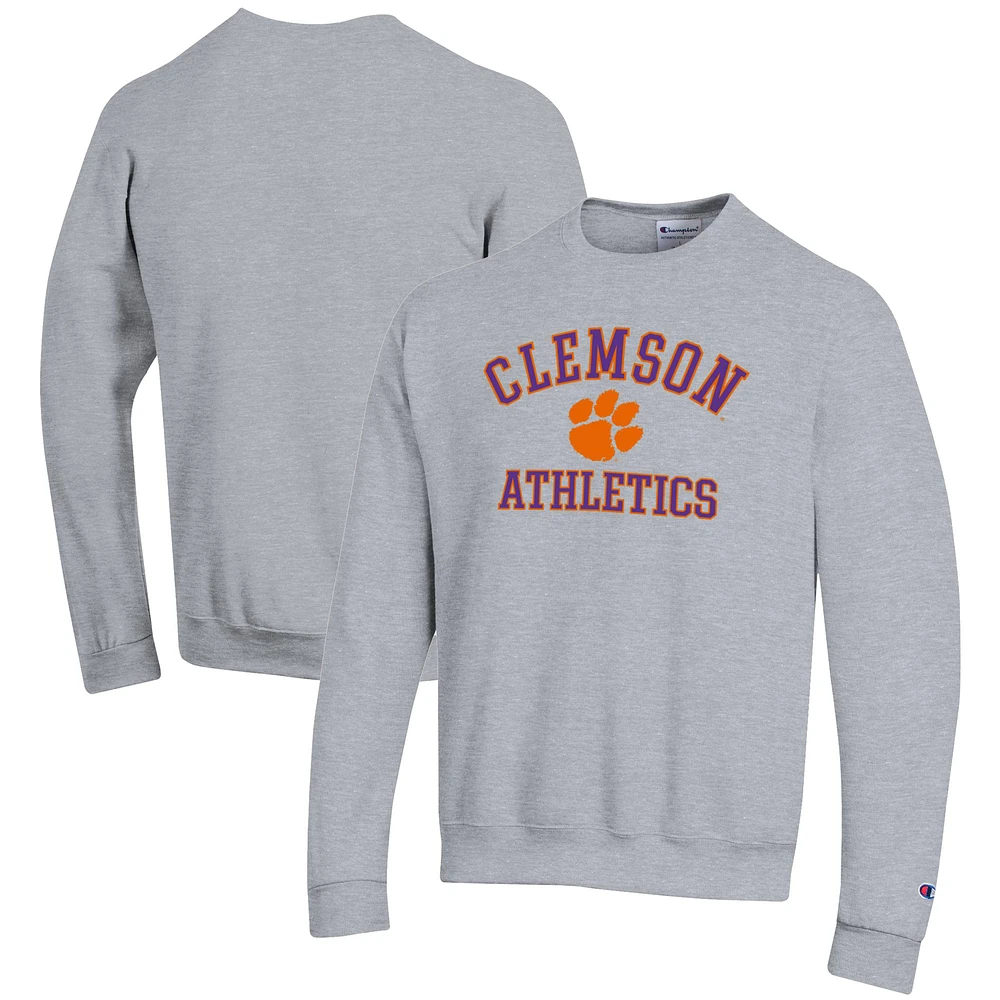 Men's Champion Gray Clemson Tigers Athletics Logo Pullover Sweatshirt