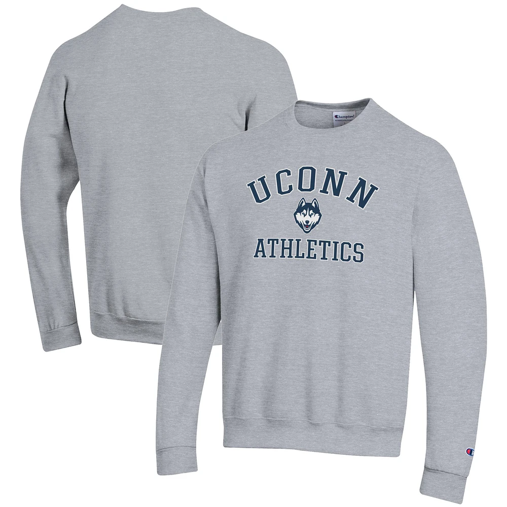 Men's Champion Gray UConn Huskies Athletics Logo Pullover Sweatshirt