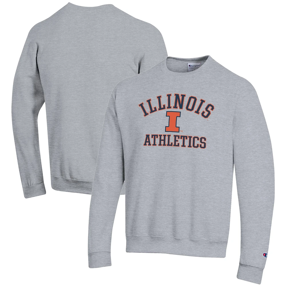 Men's Champion Gray Illinois Fighting Illini Athletics Logo Pullover Sweatshirt