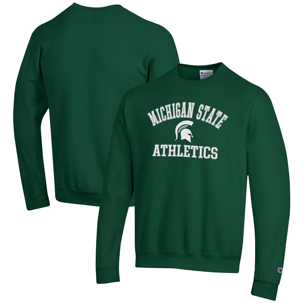 Men's Champion Green Michigan State Spartans Athletics Logo Pullover Sweatshirt