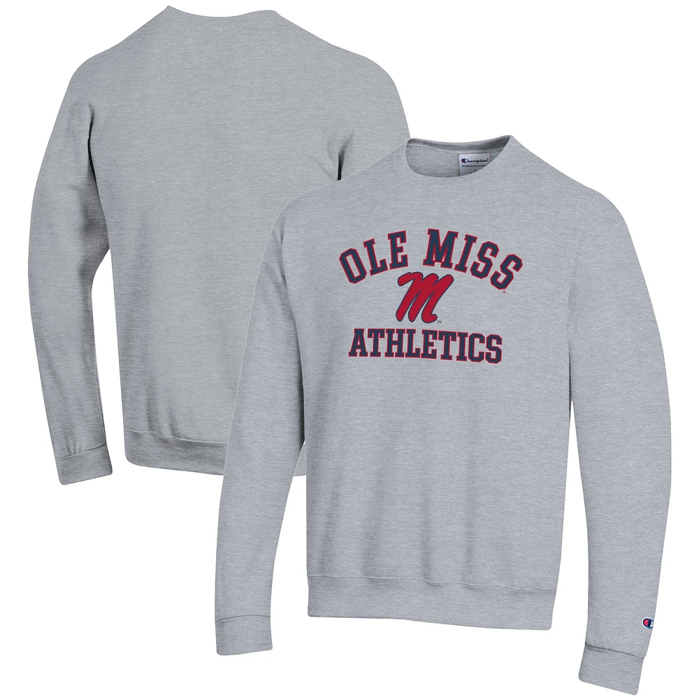 Men's Champion Gray Ole Miss Rebels Athletics Logo Pullover Sweatshirt