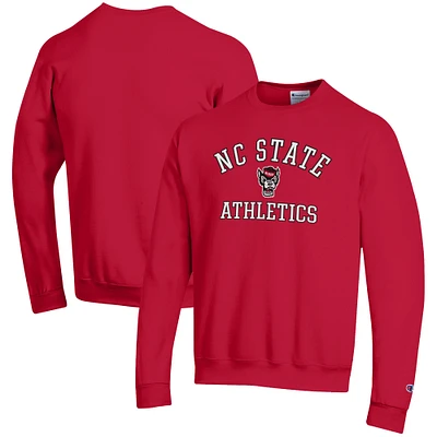 Men's Champion Red NC State Wolfpack Athletics Logo Pullover Sweatshirt