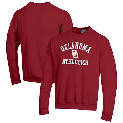 Men's Champion Crimson Oklahoma Sooners Athletics Logo Pullover Sweatshirt