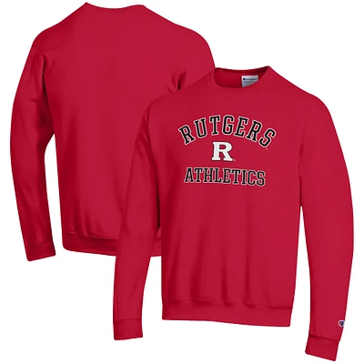 Men's Champion Scarlet Rutgers Knights Athletics Logo Pullover Sweatshirt