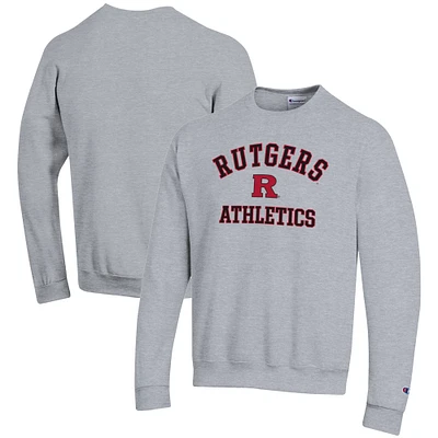 Men's Champion Gray Rutgers Scarlet Knights Athletics Logo Pullover Sweatshirt