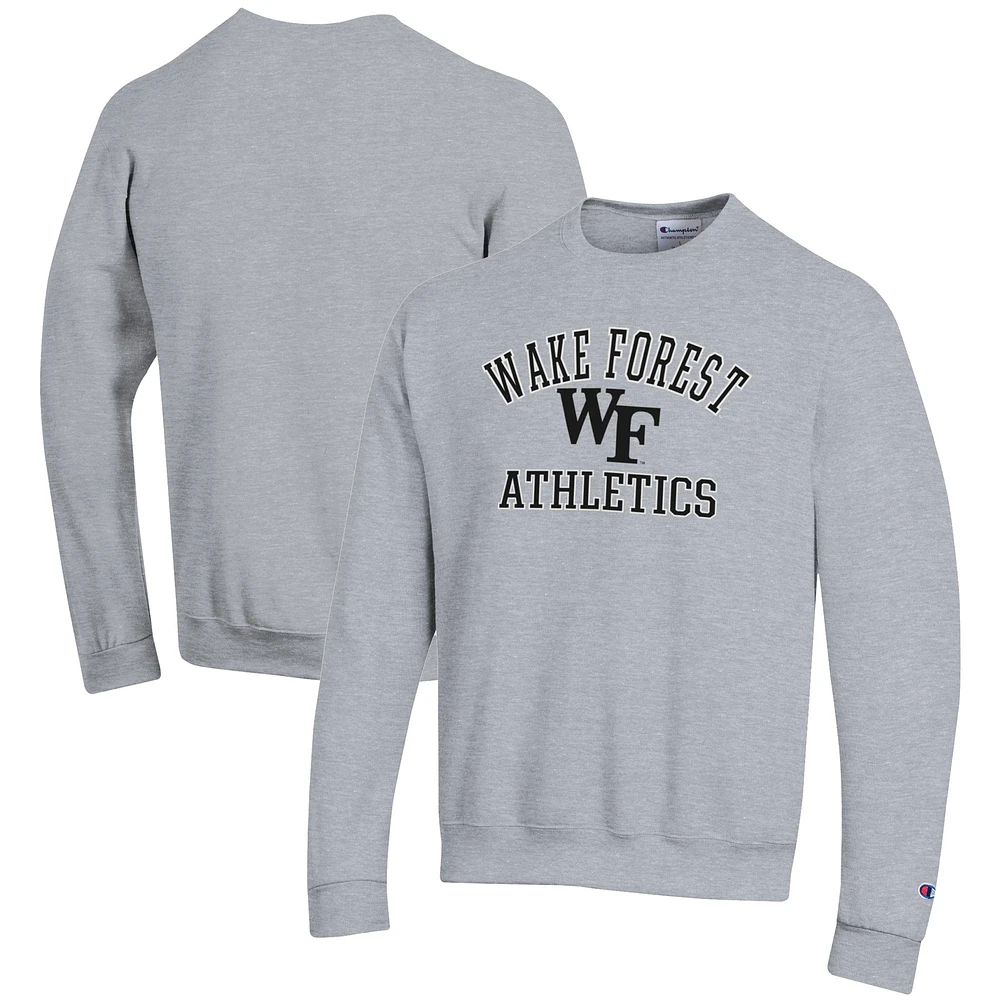 Men's Champion Gray Wake Forest Demon Deacons Athletics Logo Pullover Sweatshirt