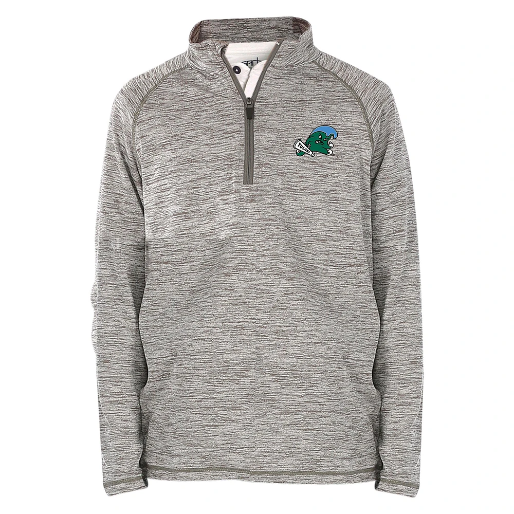Youth Garb Gray Tulane Green Wave Matthew Raglan Quarter-Zip Top