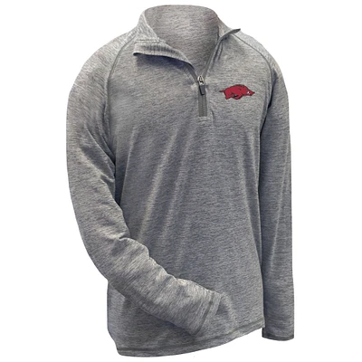 Youth Garb Gray Arkansas Razorbacks Matthew Raglan Quarter-Zip Top