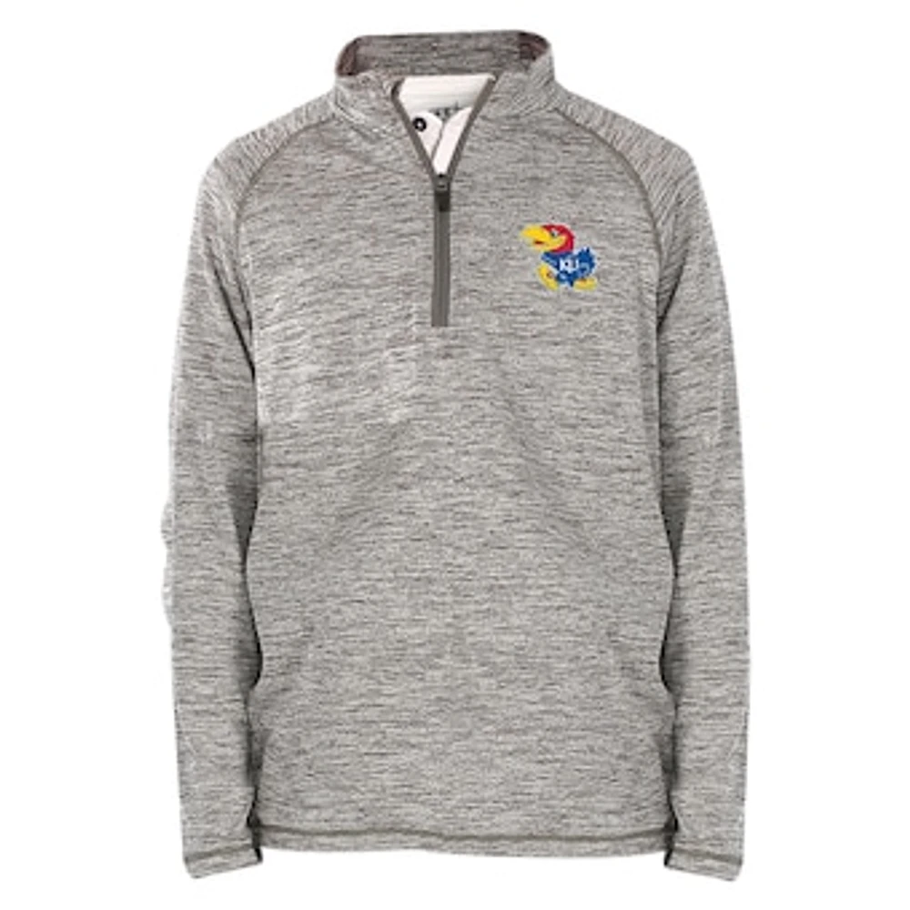 Youth Garb Gray Kansas Jayhawks Matthew Raglan Quarter-Zip Top
