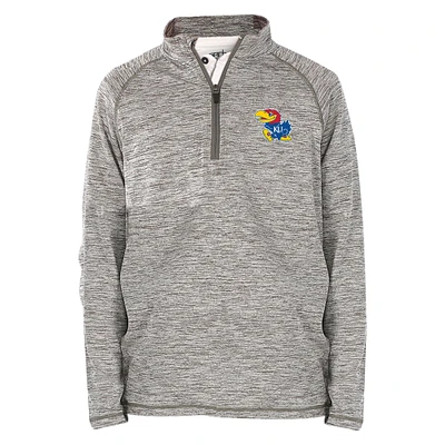 Youth Garb Gray Kansas Jayhawks Matthew Raglan Quarter-Zip Top