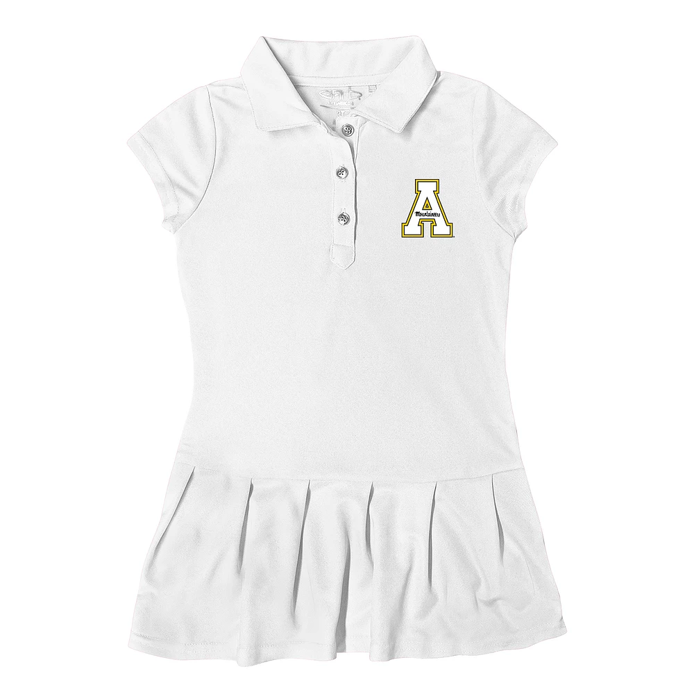 Girls Toddler Garb White Appalachian State Mountaineers Caroline Cap Sleeve Polo Dress