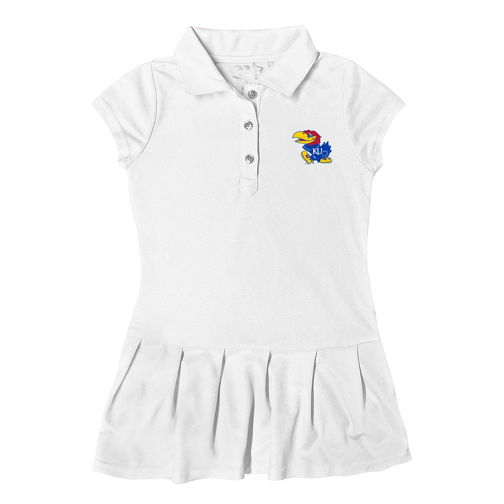 Girls Toddler Garb White Kansas Jayhawks Caroline Cap Sleeve Polo Dress