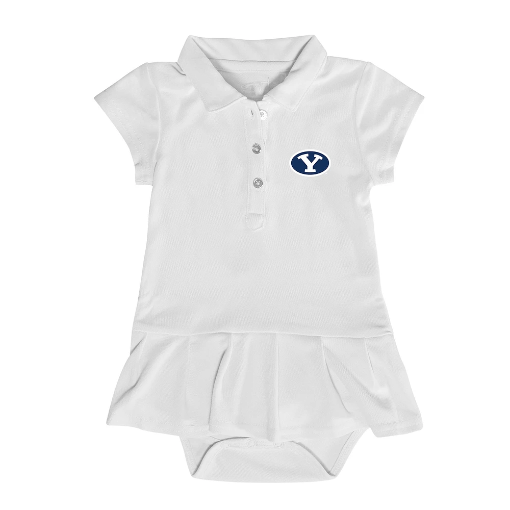 Girls Infant Garb White BYU Cougars Caroline Cap Sleeve Polo Dress