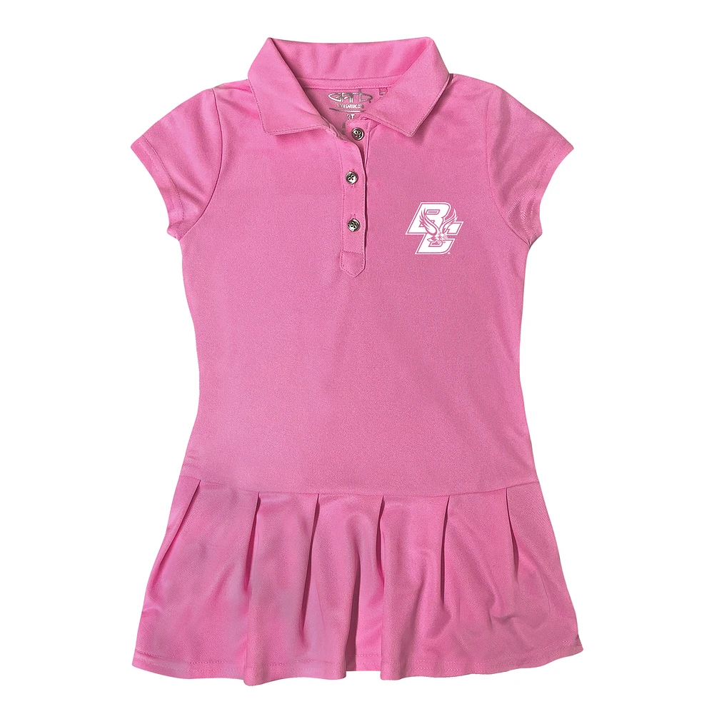 Girls Toddler Garb Pink Boston College Eagles Caroline Cap Sleeve Polo Dress