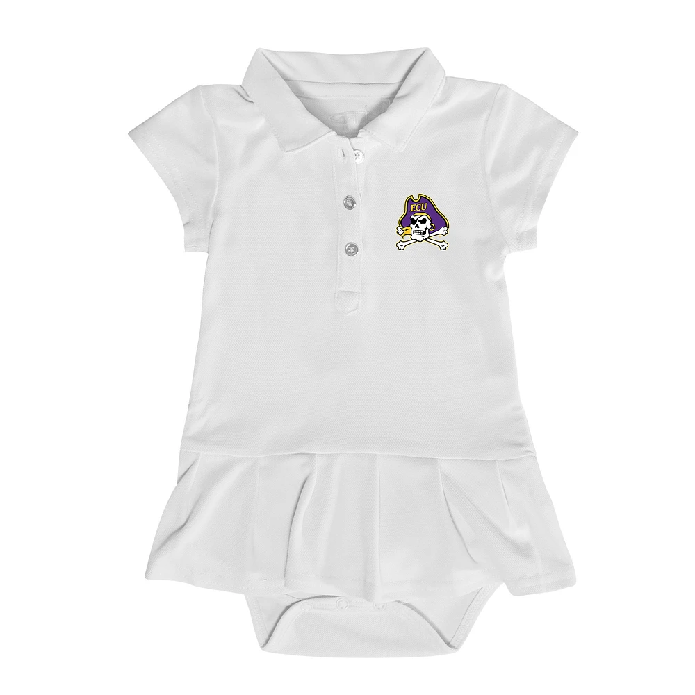 Girls Infant Garb White ECU Pirates Caroline Cap Sleeve Polo Dress
