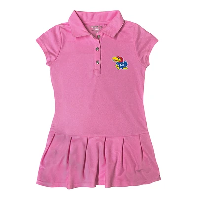Girls Toddler Garb  Pink Kansas Jayhawks Caroline Cap Sleeve Polo Dress