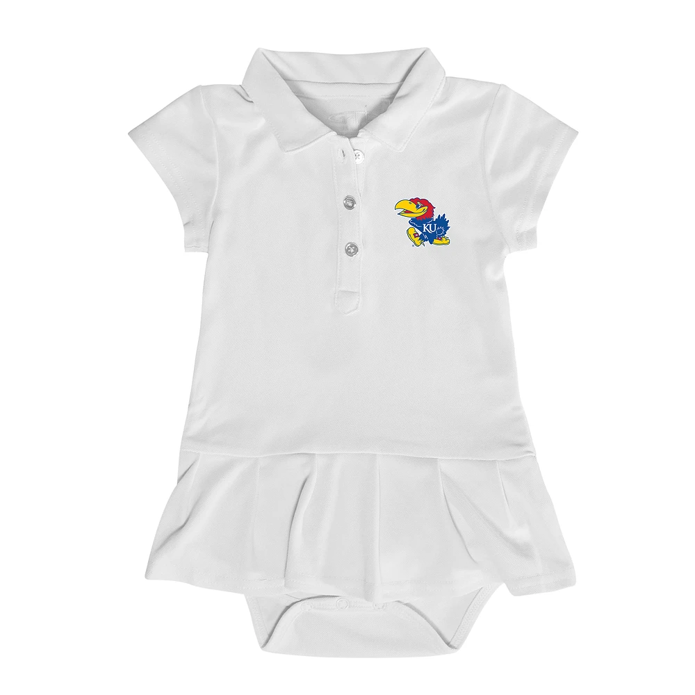 Girls Infant Garb White Kansas Jayhawks Caroline Cap Sleeve Polo Dress