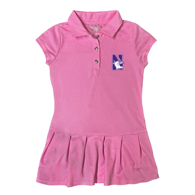 Girls Toddler Garb Pink Northwestern Wildcats Caroline Cap Sleeve Polo Dress