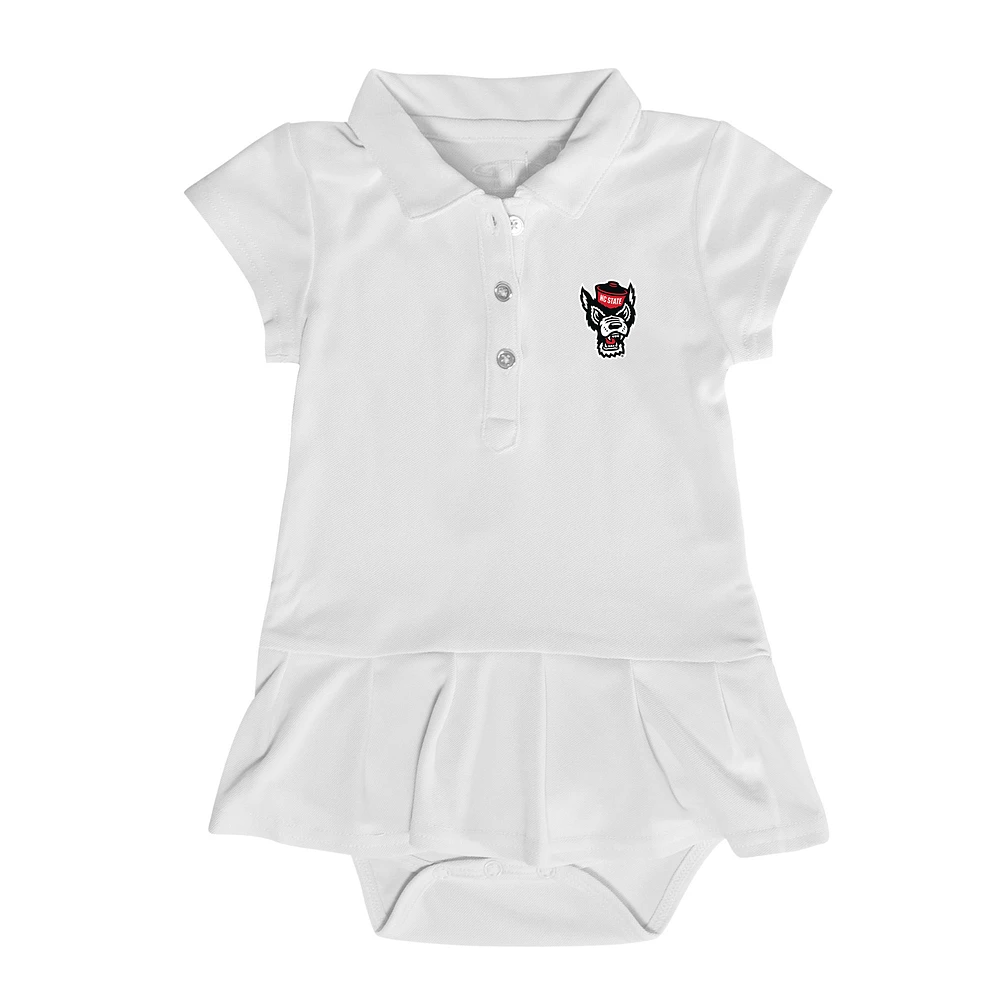 Girls Infant Garb White NC State Wolfpack Caroline Cap Sleeve Polo Dress