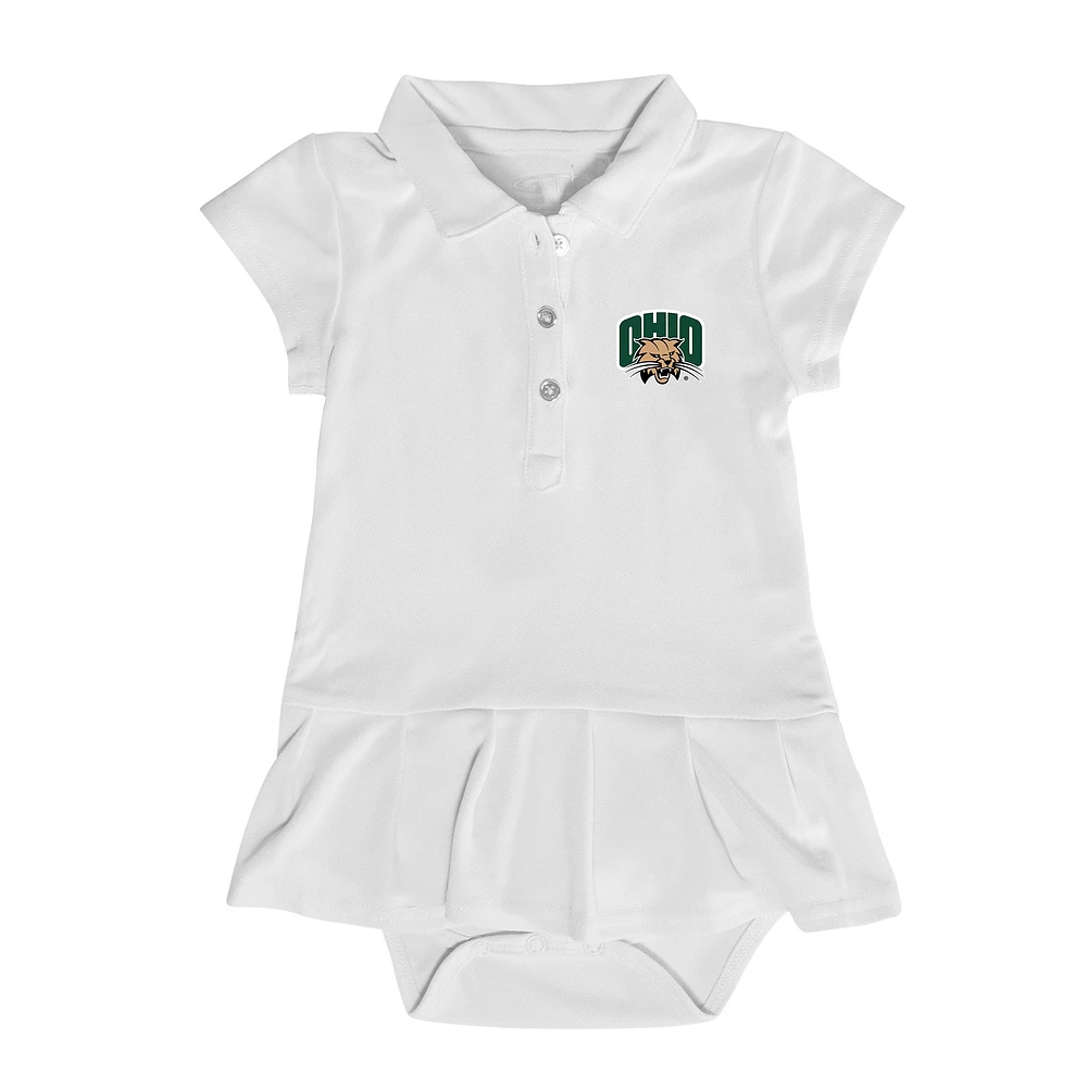 Girls Infant Garb White Ohio Bobcats Caroline Cap Sleeve Polo Dress