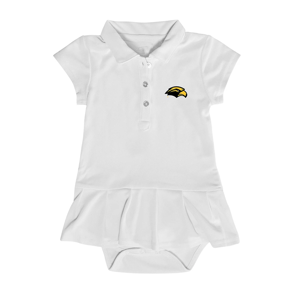 Girls Infant Garb White Southern Miss Golden Eagles Caroline Cap Sleeve Polo Dress