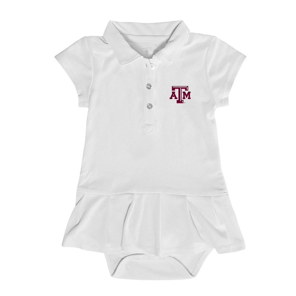 Girls Infant Garb White Texas A&M Aggies Caroline Cap Sleeve Polo Dress