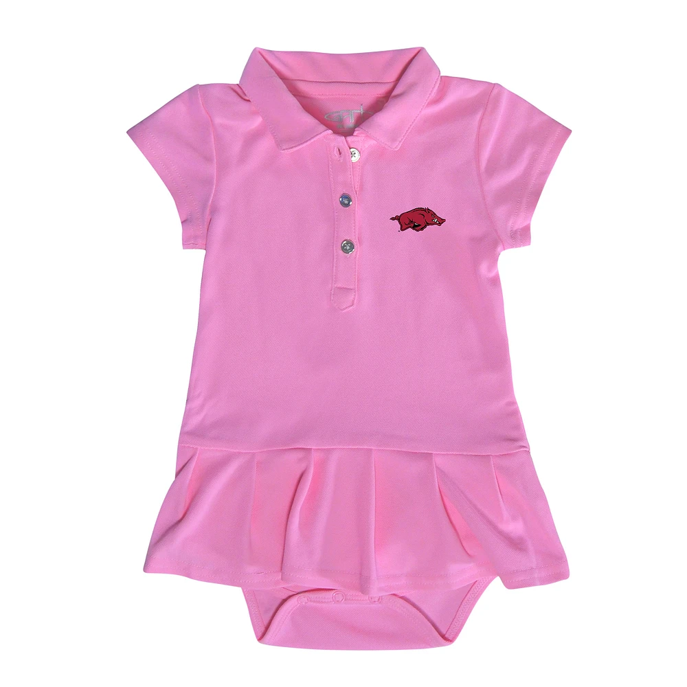 Girls Infant Garb Pink Arkansas Razorbacks Caroline Cap Sleeve Polo Dress