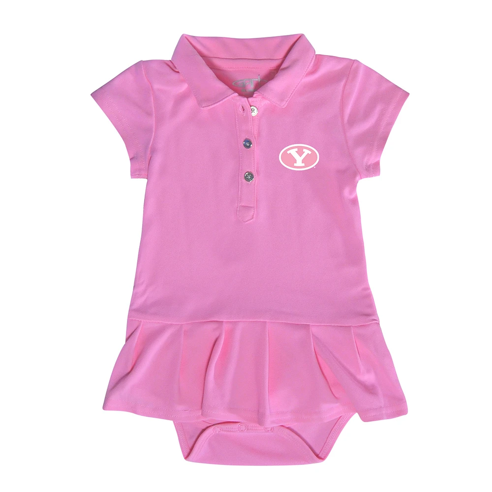Girls Infant Garb Pink BYU Cougars Caroline Cap Sleeve Polo Dress