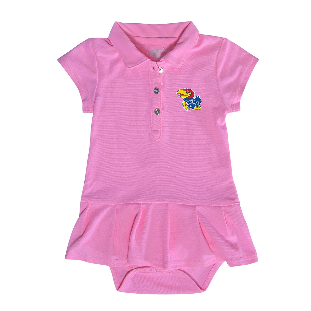 Girls Infant Garb Pink Kansas Jayhawks Caroline Cap Sleeve Polo Dress