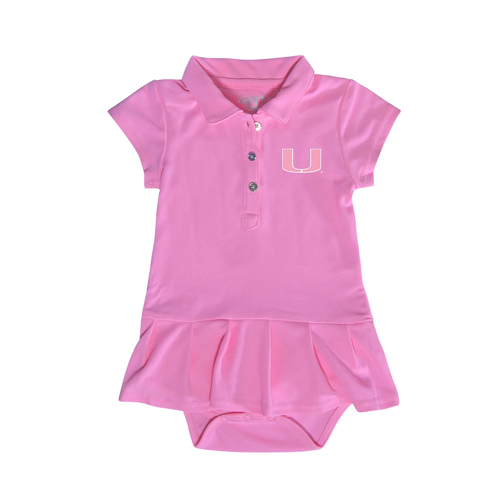 Girls Infant Garb Pink Miami Hurricanes Caroline Cap Sleeve Polo Dress