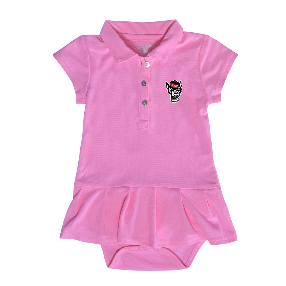 Girls Infant Garb Pink NC State Wolfpack Caroline Cap Sleeve Polo Dress