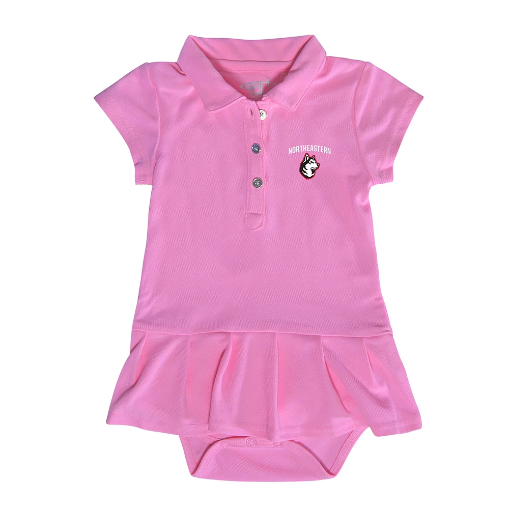 Girls Infant Garb Pink Northeastern Huskies Caroline Cap Sleeve Polo Dress