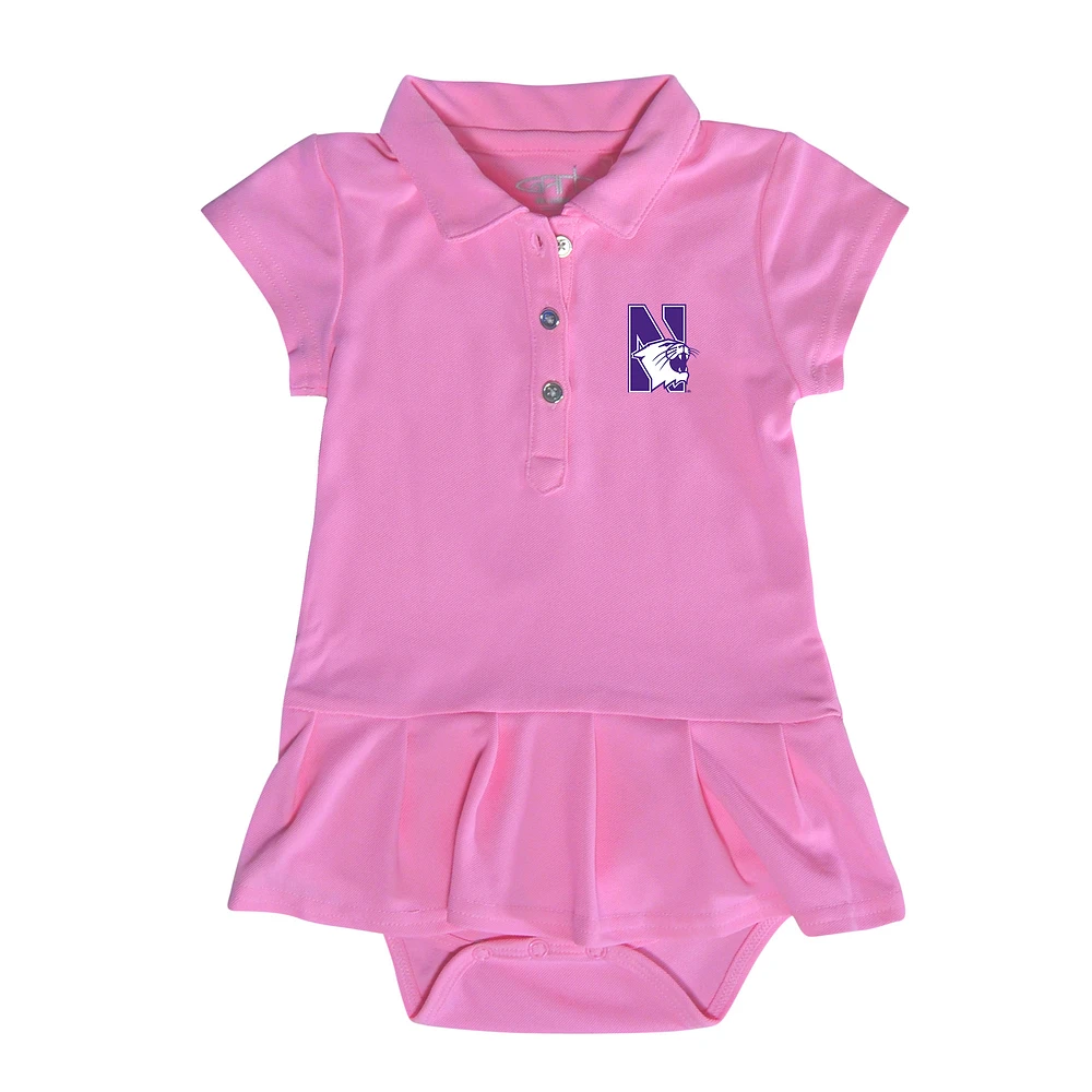 Girls Infant Garb Pink Northwestern Wildcats Caroline Cap Sleeve Polo Dress
