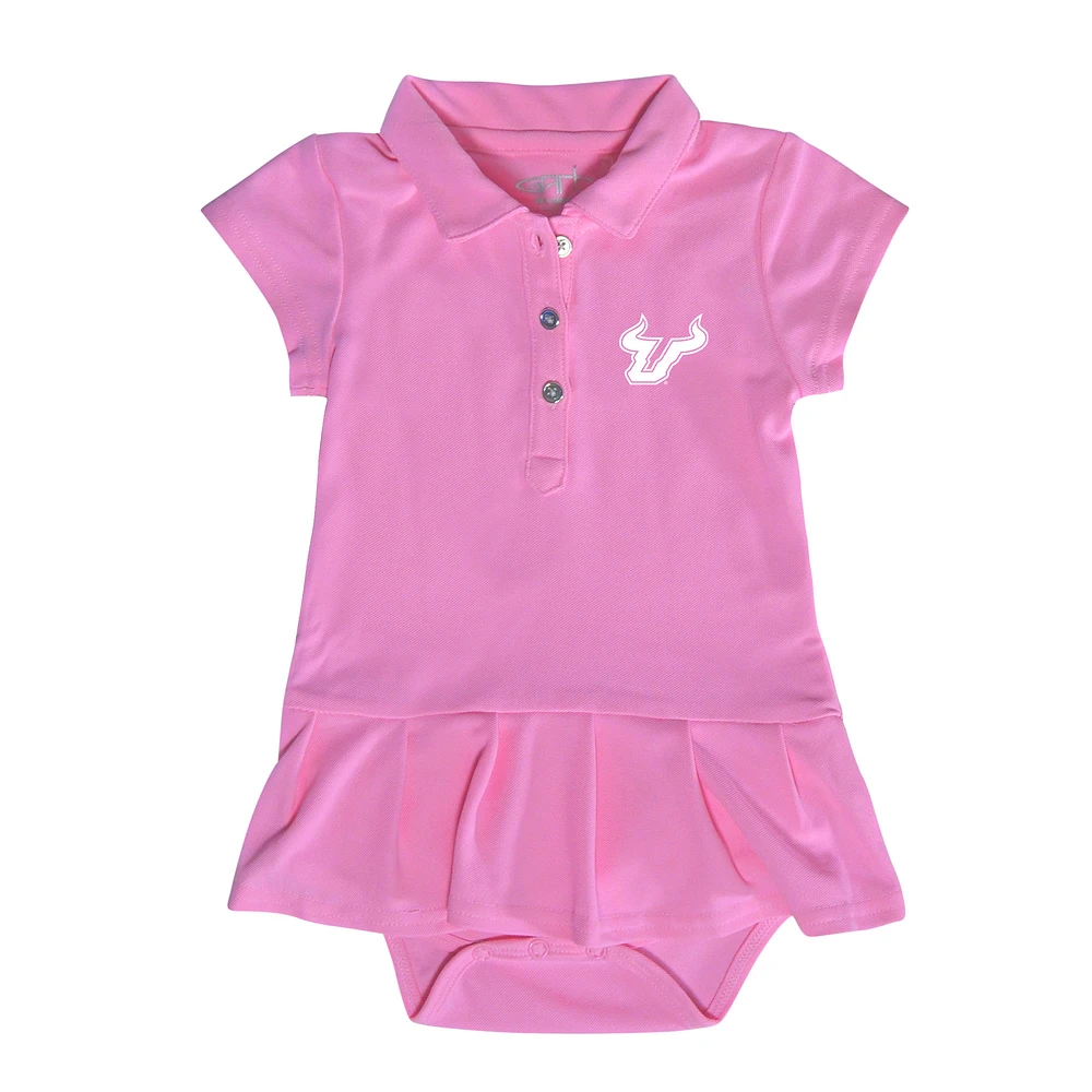 Girls Infant Garb Pink South Florida Bulls Caroline Cap Sleeve Polo Dress