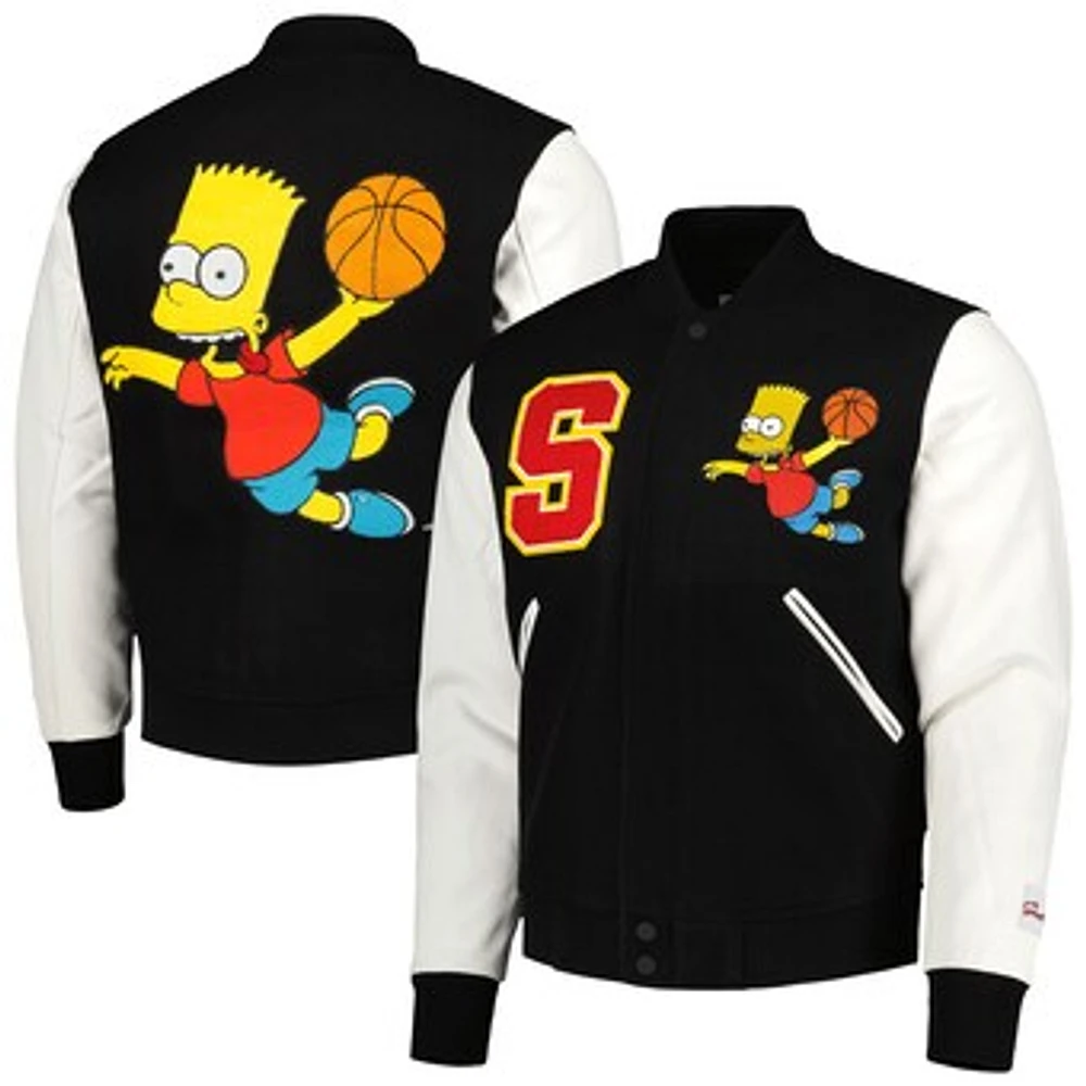 Men's Freeze Max Black The Simpsons Basketball Full-Zip Varsity Jacket