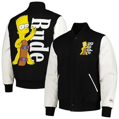 Men's Freeze Max Black The Simpsons Rude Full-Zip Varsity Jacket