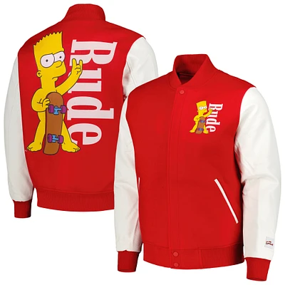 Men's Freeze Max Red The Simpsons Rude Full-Zip Varsity Jacket