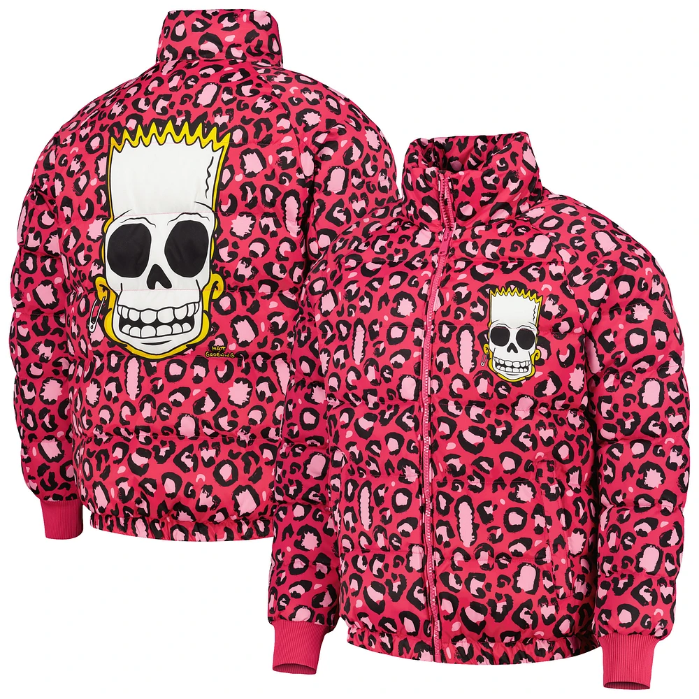 Men's Freeze Max The Simpsons Bart Leopard Print Raglan Full-Zip Puffer Jacket