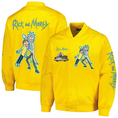 Men's Freeze Max Yellow Rick And Morty Graphic Satin Full-Snap Jacket