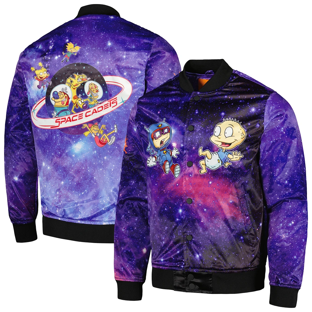 Men's Freeze Max Purple Rugrats Nickelodeon Graphic Satin Full-Snap Jacket