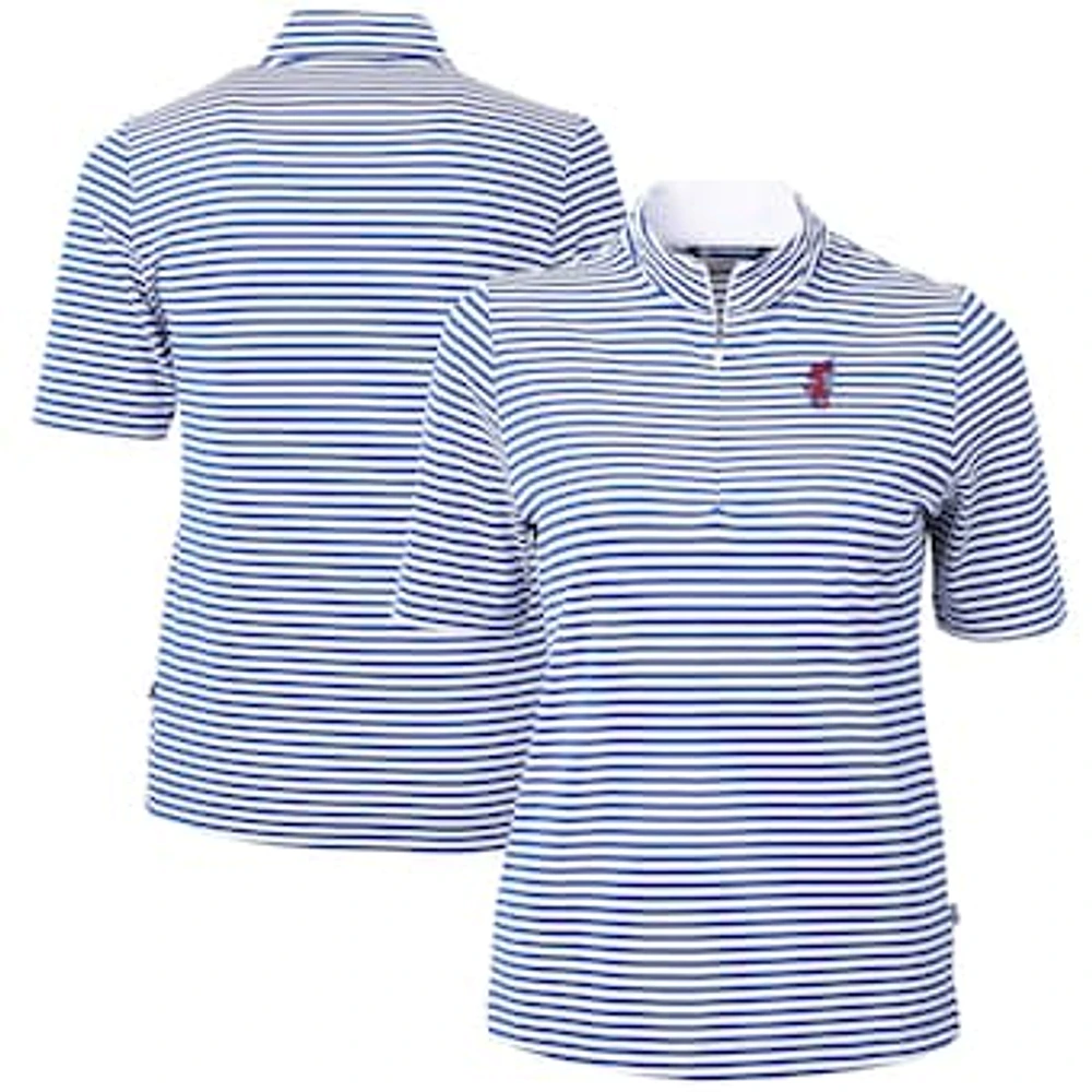 Women's Cutter & Buck Royal Florida Gators Swinging Gator DryTec Virtue Eco Pique Stripe Recycled Polo