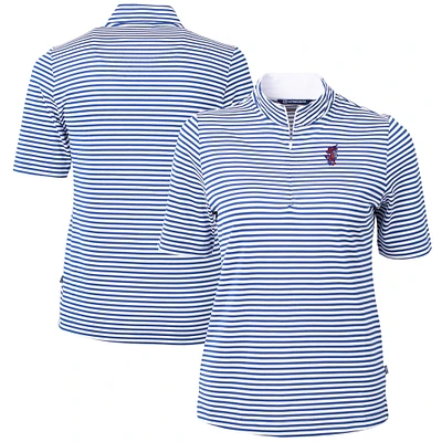 Women's Cutter & Buck Royal Florida Gators Swinging Gator DryTec Virtue Eco Pique Stripe Recycled Polo