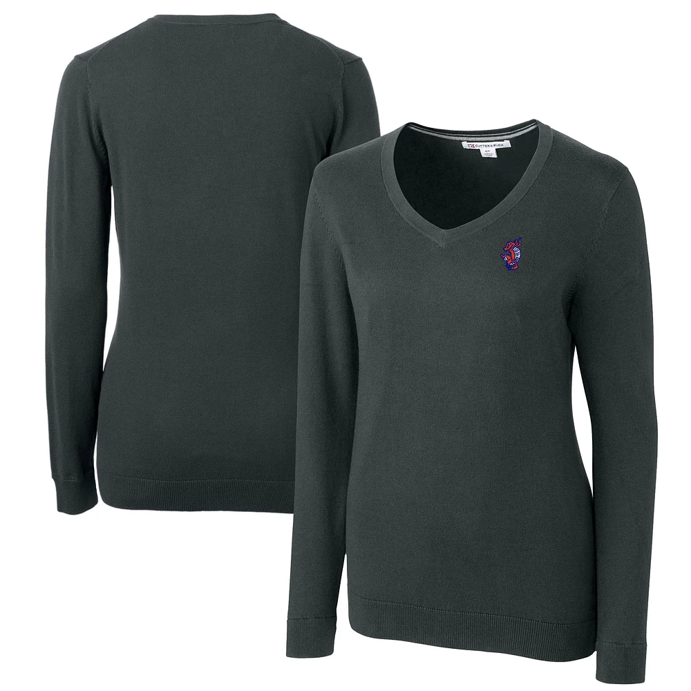 Women's Cutter & Buck Heather Charcoal Florida Gators Swinging Gator Lakemont Tri-Blend V-Neck Pullover Sweater