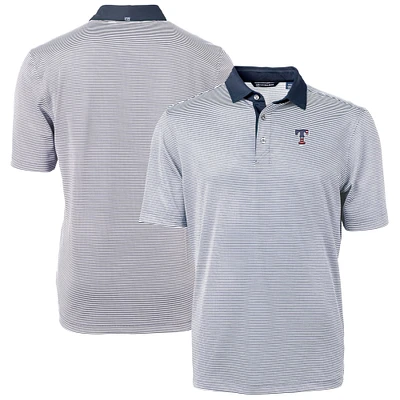 Men's Cutter & Buck  Navy Texas Rangers Americana Logo Virtue Eco Pique Stripe Recycled Polo