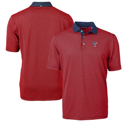 Men's Cutter & Buck  Red Texas Rangers Americana Logo Virtue Eco Pique Stripe Recycled Polo