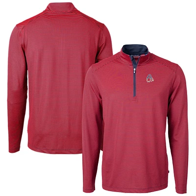 Men's Cutter & Buck Red Baltimore Orioles Americana Logo Virtue Eco Pique Stripe Recycled Quarter-Zip Pullover Top