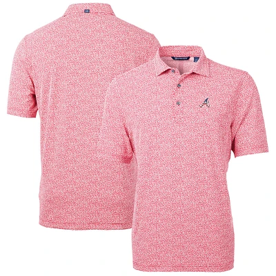 Men's Cutter & Buck  Red Atlanta Braves Americana Logo Virtue Eco-Pique Botanical Recycled Polo