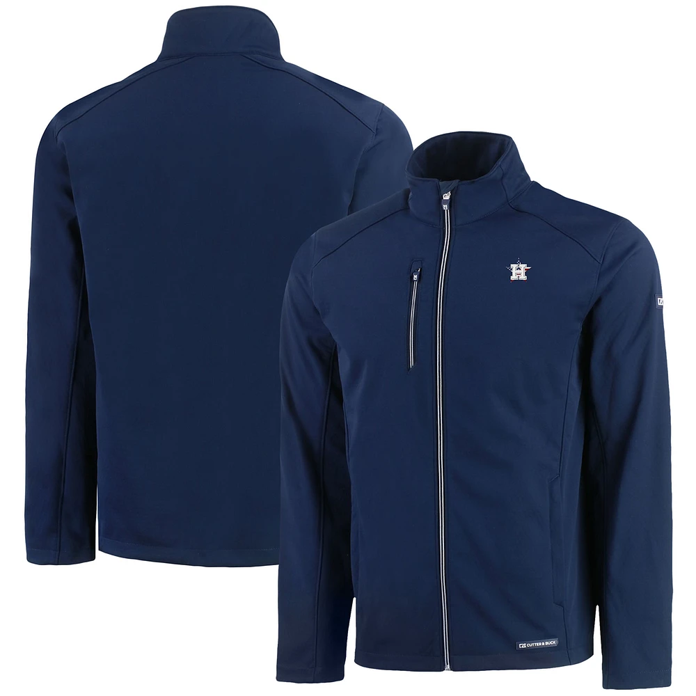 Men's Cutter & Buck Navy Houston Astros Americana Logo Evoke Eco Softshell Recycled Full-Zip Jacket