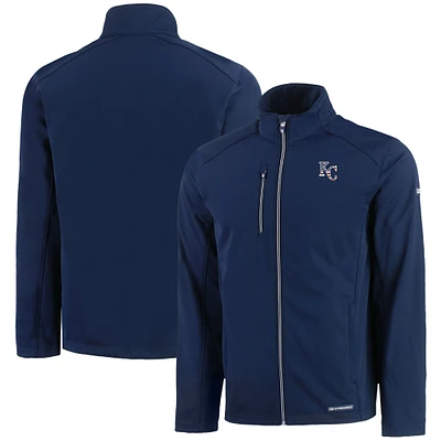 Men's Cutter & Buck Navy Kansas City Royals Americana Logo Evoke Eco Softshell Recycled Full-Zip Jacket