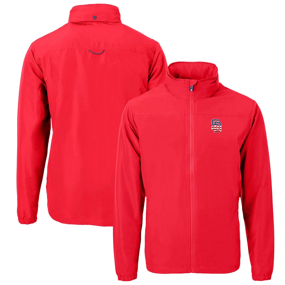 Men's Cutter & Buck Red San Diego Padres Americana Logo Charter Eco Knit Recycled Full-Zip Jacket